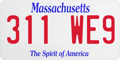 MA license plate 311WE9