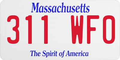 MA license plate 311WF0