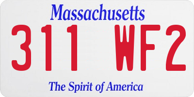 MA license plate 311WF2