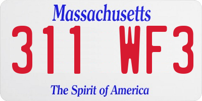 MA license plate 311WF3