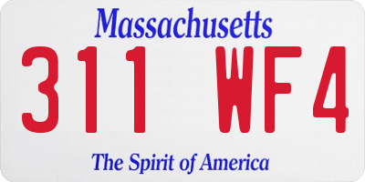 MA license plate 311WF4