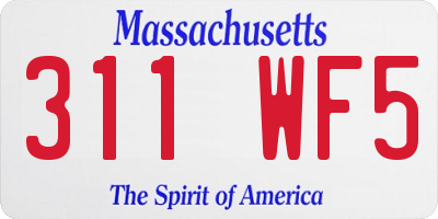 MA license plate 311WF5