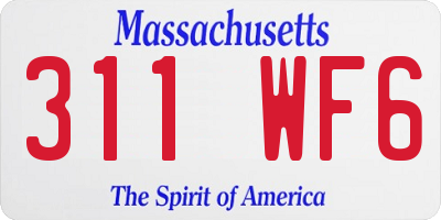MA license plate 311WF6