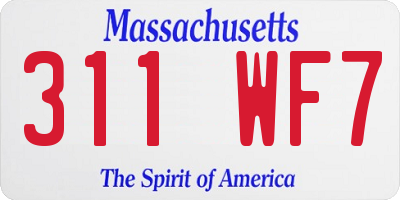 MA license plate 311WF7