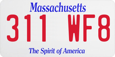 MA license plate 311WF8