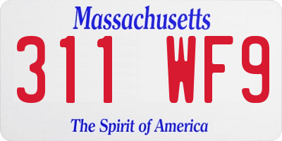 MA license plate 311WF9