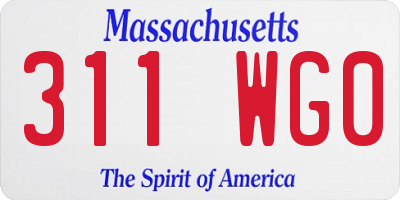 MA license plate 311WG0
