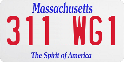 MA license plate 311WG1