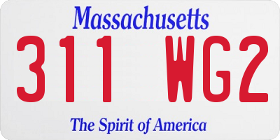 MA license plate 311WG2