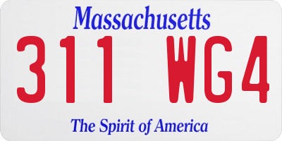 MA license plate 311WG4