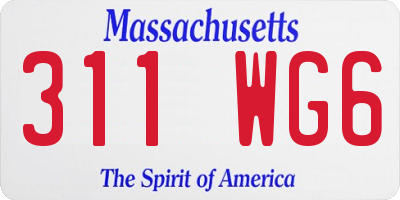 MA license plate 311WG6