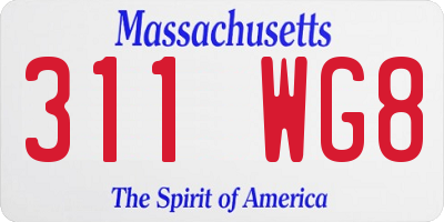 MA license plate 311WG8