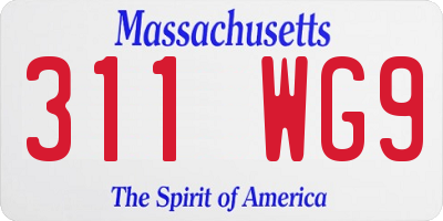 MA license plate 311WG9