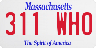 MA license plate 311WH0