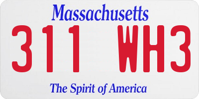 MA license plate 311WH3