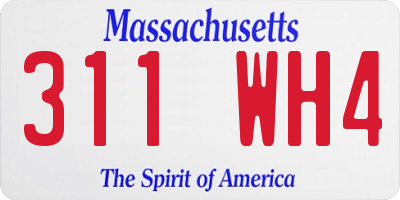 MA license plate 311WH4