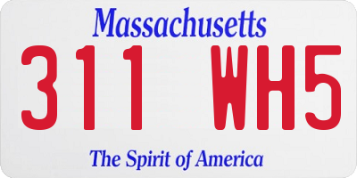 MA license plate 311WH5
