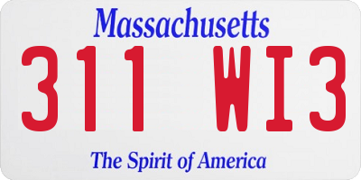 MA license plate 311WI3