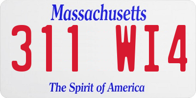 MA license plate 311WI4