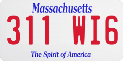 MA license plate 311WI6