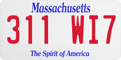 MA license plate 311WI7