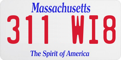 MA license plate 311WI8