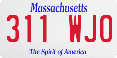 MA license plate 311WJ0