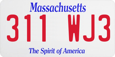 MA license plate 311WJ3