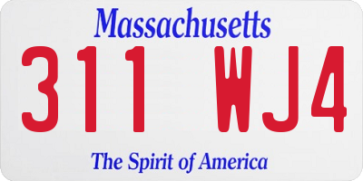 MA license plate 311WJ4