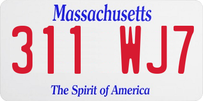 MA license plate 311WJ7