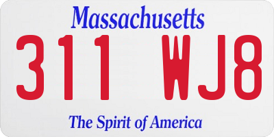 MA license plate 311WJ8
