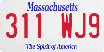MA license plate 311WJ9