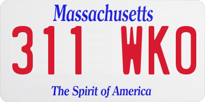 MA license plate 311WK0