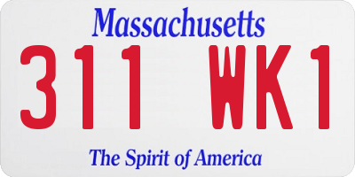 MA license plate 311WK1