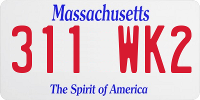 MA license plate 311WK2