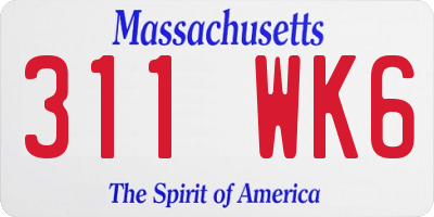 MA license plate 311WK6