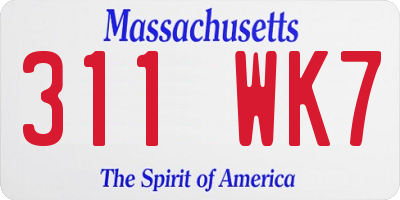 MA license plate 311WK7