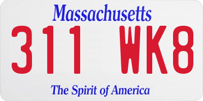 MA license plate 311WK8