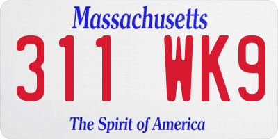 MA license plate 311WK9
