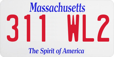 MA license plate 311WL2