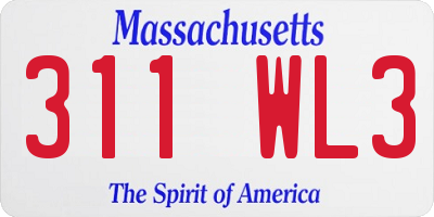 MA license plate 311WL3
