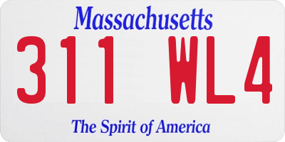 MA license plate 311WL4