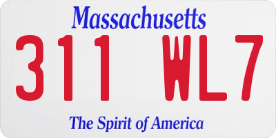MA license plate 311WL7