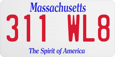 MA license plate 311WL8