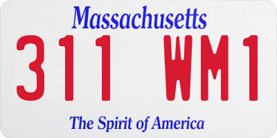 MA license plate 311WM1