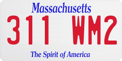 MA license plate 311WM2
