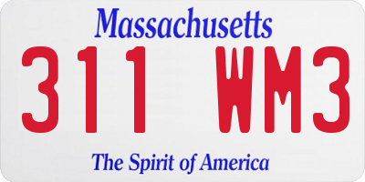 MA license plate 311WM3
