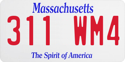 MA license plate 311WM4