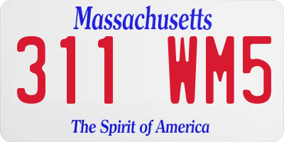 MA license plate 311WM5