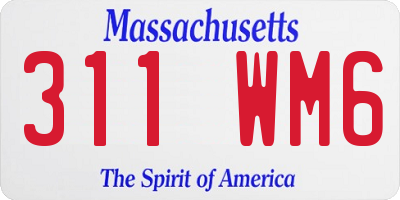 MA license plate 311WM6